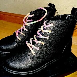 New Target Art Class Black Combat Zoe Boots moto motorcycle zipper shoes girls 3